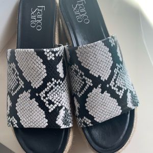 Franco Sarto Black White Snake Print Espadrille